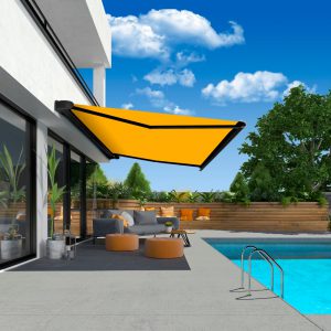 Erhardt J Patio Awning Near A Swimming Pool