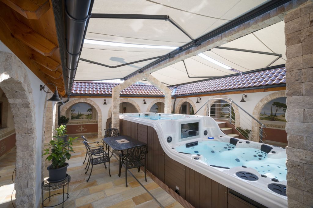 Awning Over Large Hot Tub