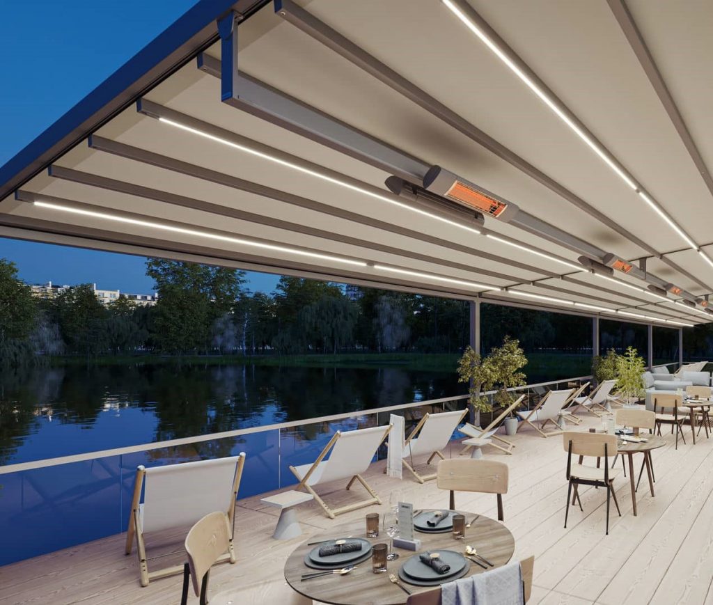 Markilux Pergola Stretch Awning with LED Lighting and Heaters